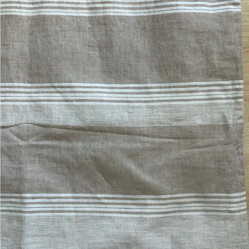 Striped Linen Pillow Cover with zipper in Beige and White Stripe 24x24